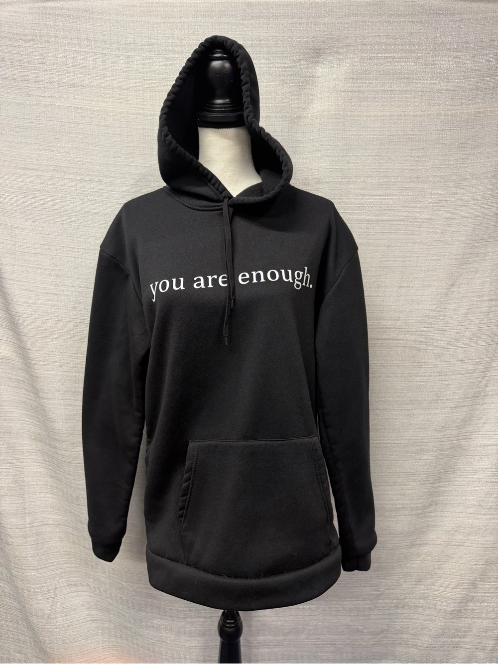 You Are Enough Black Hooded Sweatshirt